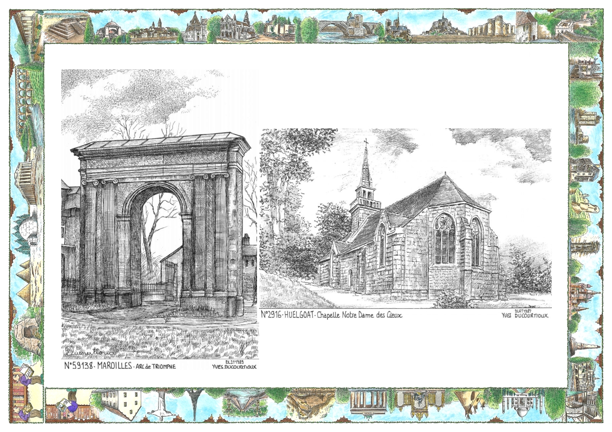 MONOCARTE N 29016-59138 - HUELGOAT - chapelle notre dame des cieux / MAROILLES - arc de triomphe