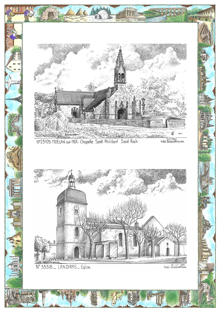 MONOCARTE N 29105-33318 - MOELAN SUR MER - chapelle st philibert st roch / LANDIRAS - �glise