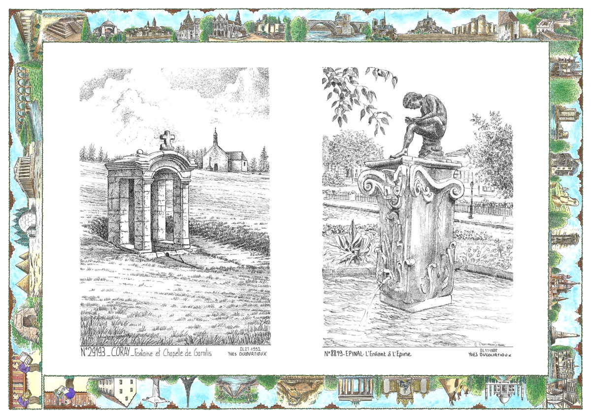 MONOCARTE N 29193-88019 - CORAY - fontaine et chapelle garnilis / EPINAL - l enfant � l �pine