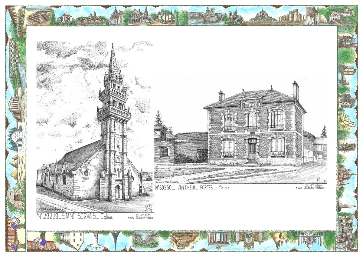 MONOCARTE N 29239-60250 - ST SERVAIS - �glise / ANTHEUIL PORTES - mairie