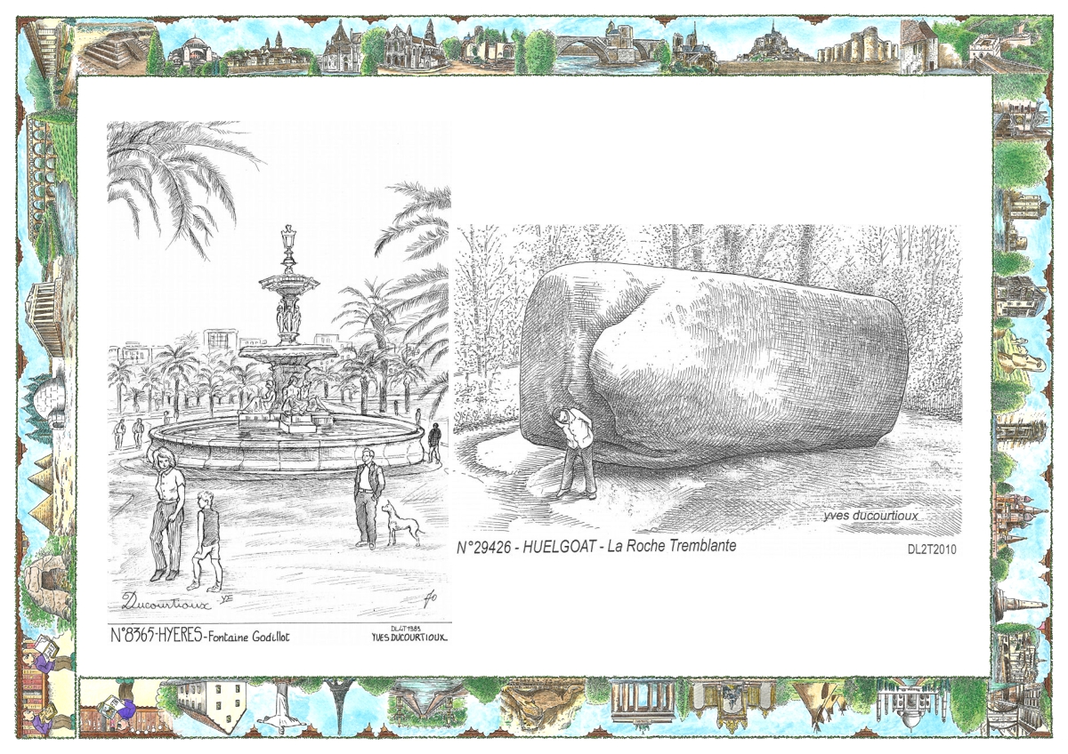 MONOCARTE N 29426-83065 - HUELGOAT - la roche tremblante / HYERES - fontaine godillot