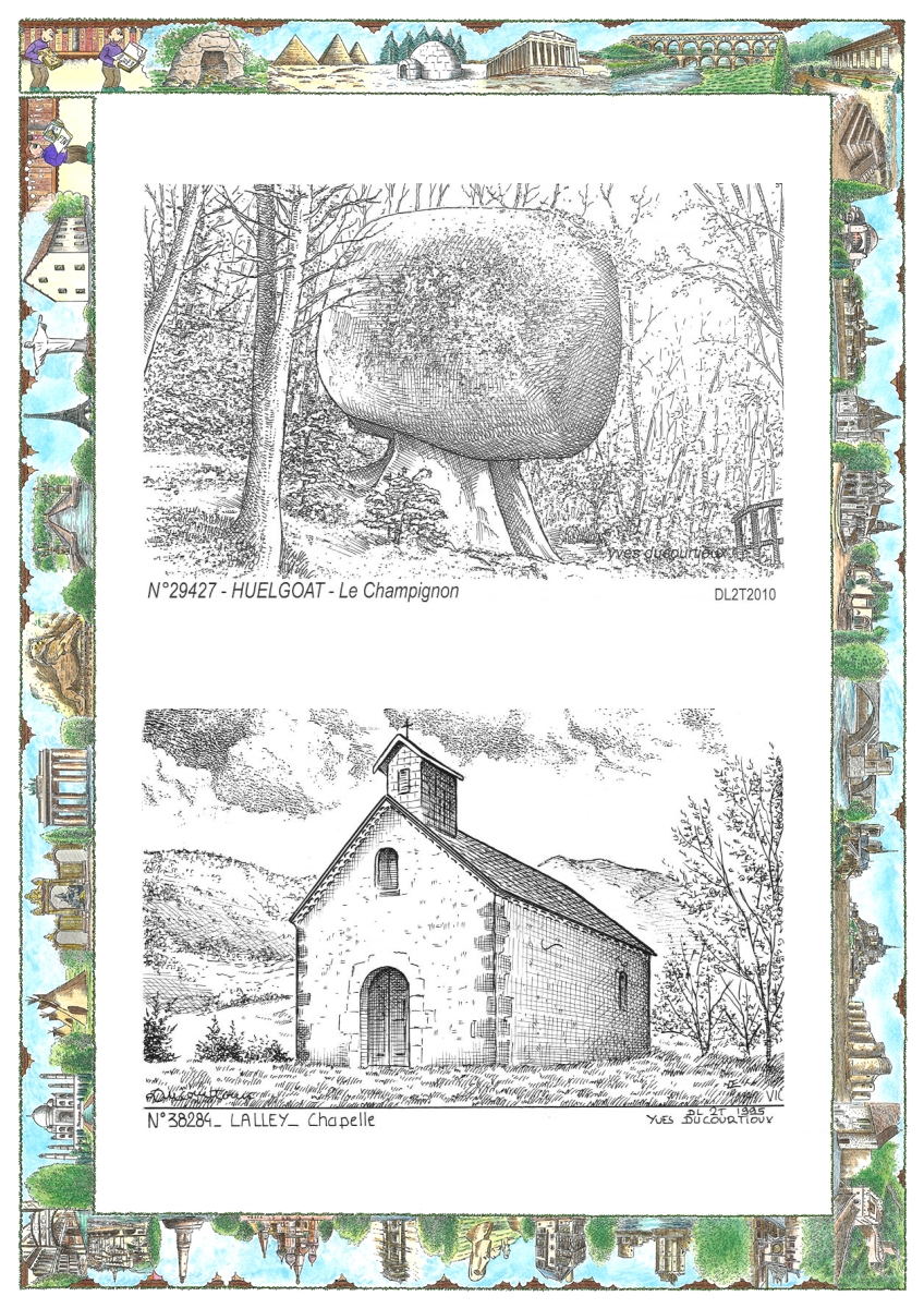 MONOCARTE N 29427-38284 - HUELGOAT - le champignon / LALLEY - chapelle