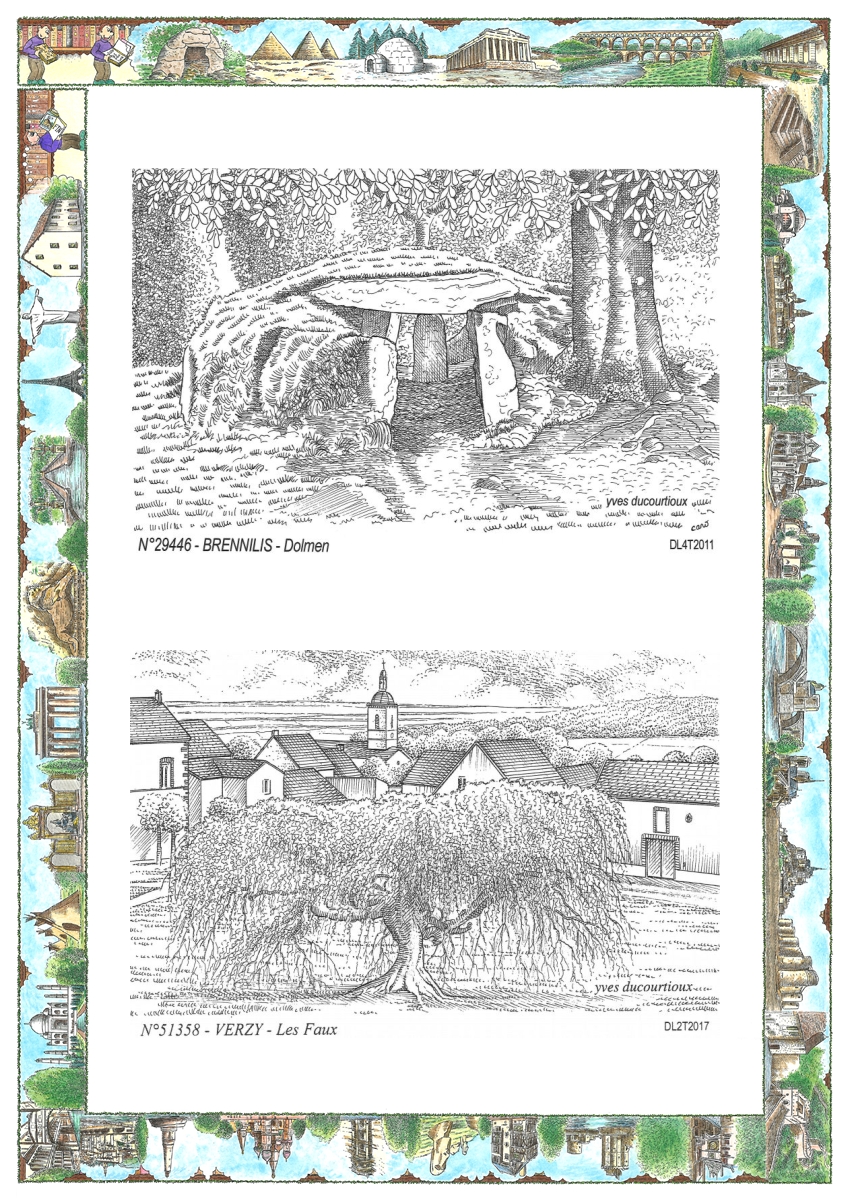 MONOCARTE N 29446-51358 - BRENNILIS - dolmen / VERZY - les faux