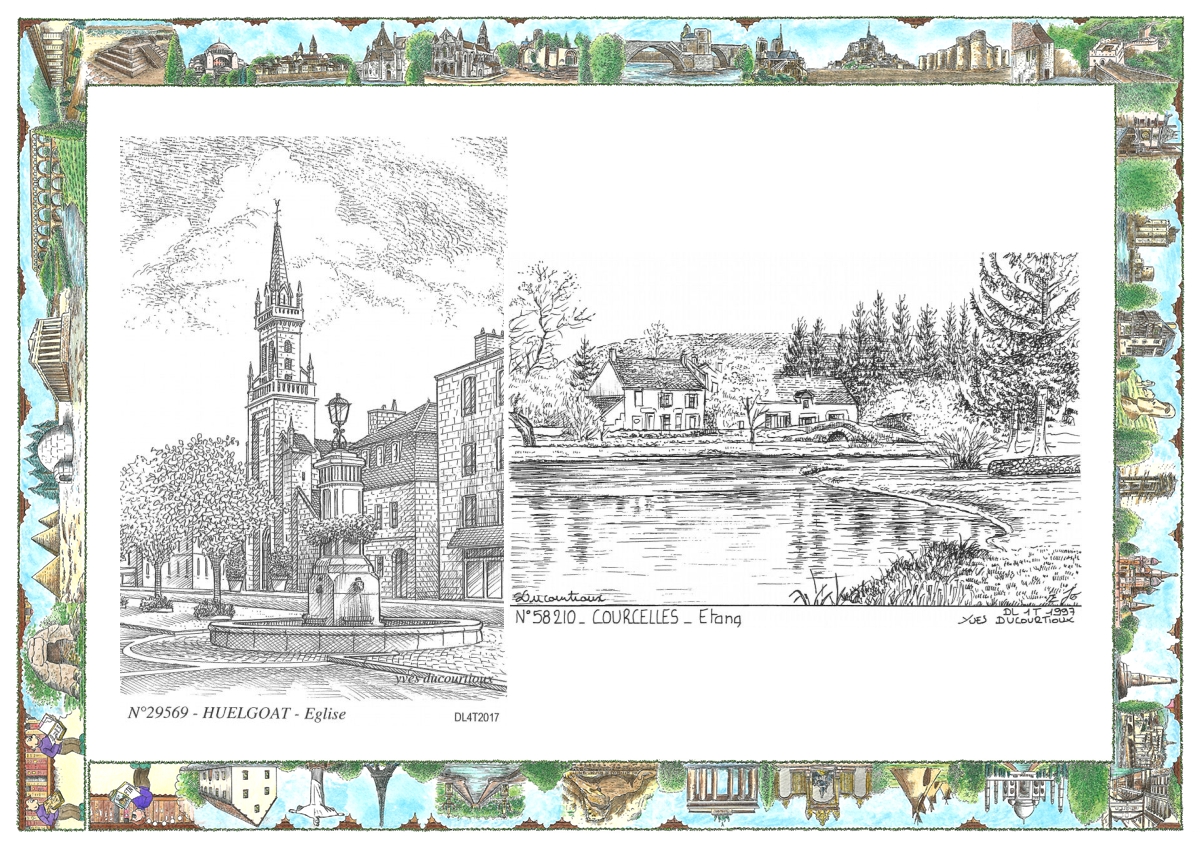 MONOCARTE N 29569-58210 - HUELGOAT - �glise / COURCELLES - �tang