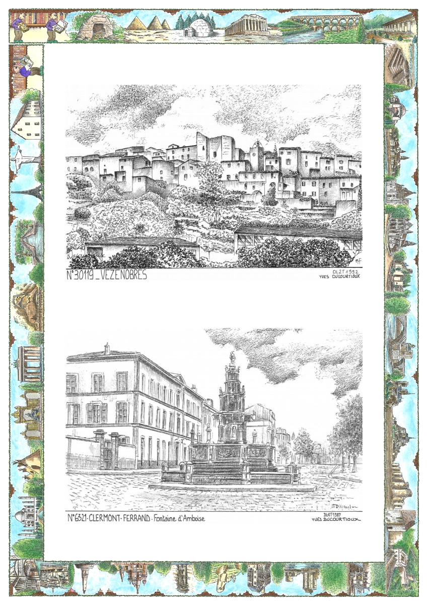 MONOCARTE N 30119-63021 - VEZENOBRES - vue / CLERMONT FERRAND - fontaine d amboise