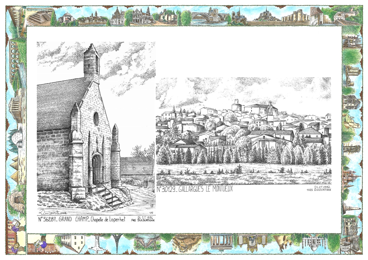 MONOCARTE N 30129-56287 - GALLARGUES LE MONTUEUX - vue / GRAND CHAMP - chapelle de loperhet