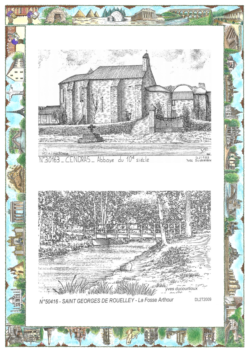 MONOCARTE N 30163-50416 - CENDRAS - abbaye du 10� si�cle / ST GEORGES DE ROUELLEY - la fosse arthour