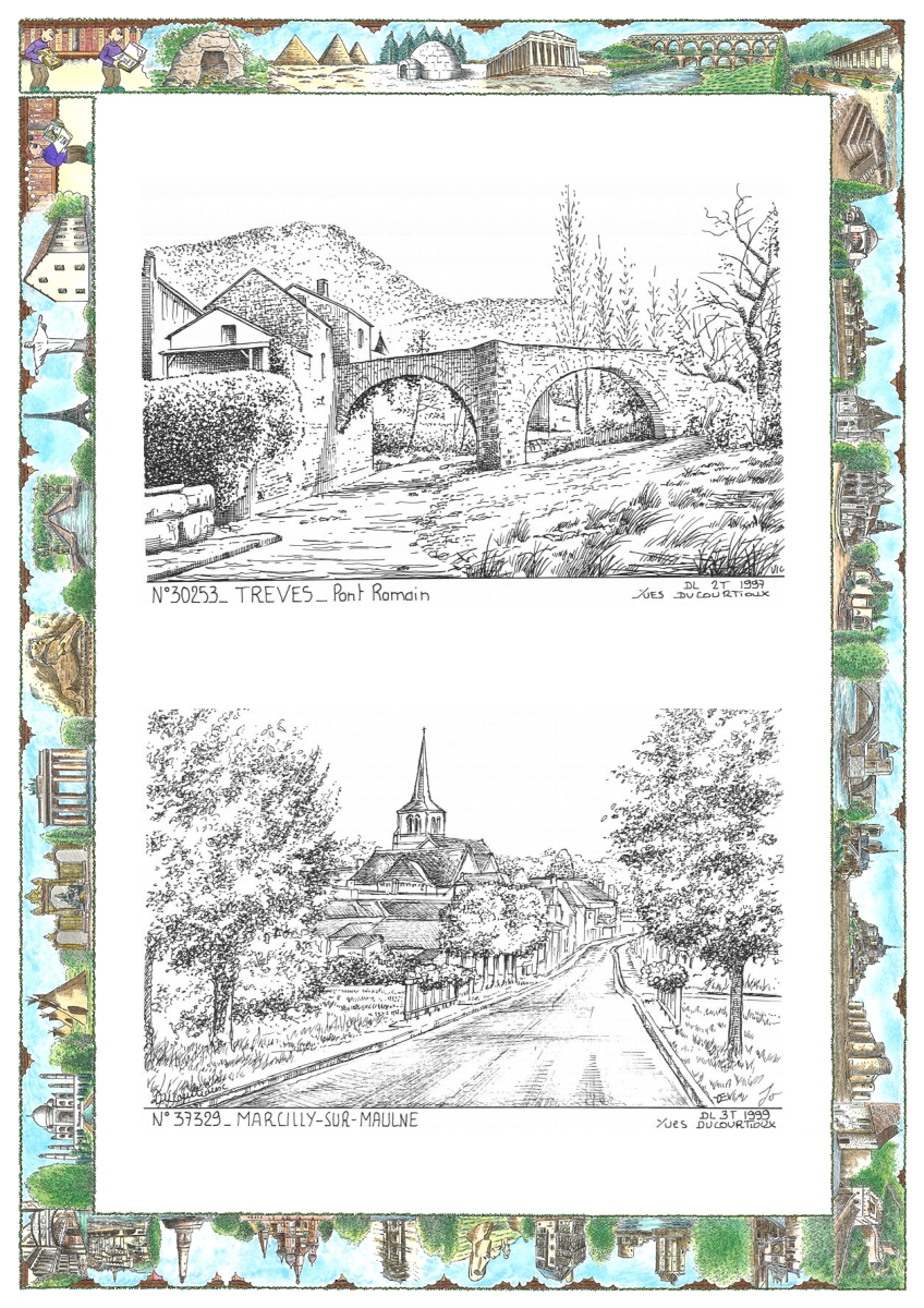 MONOCARTE N 30253-37329 - TREVES - pont romain / MARCILLY SUR MAULNE - vue