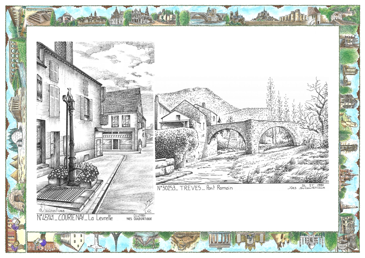MONOCARTE N 30253-45141 - TREVES - pont romain / COURTENAY - la levrette