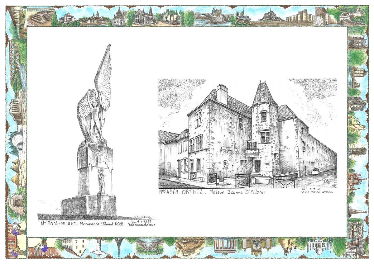 MONOCARTE N 31014-64269 - MURET - monument cl�ment ader / ORTHEZ - maison jeanne d albret