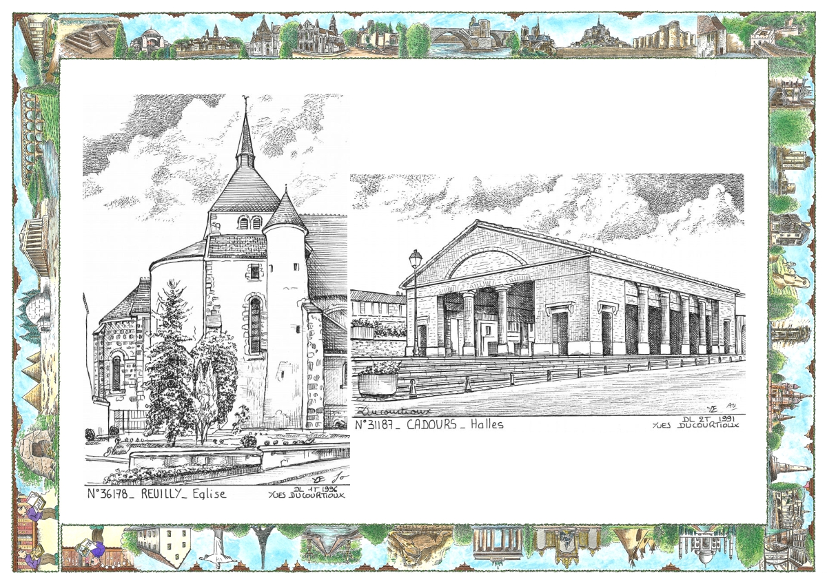 MONOCARTE N 31187-36178 - CADOURS - halles / REUILLY - �glise