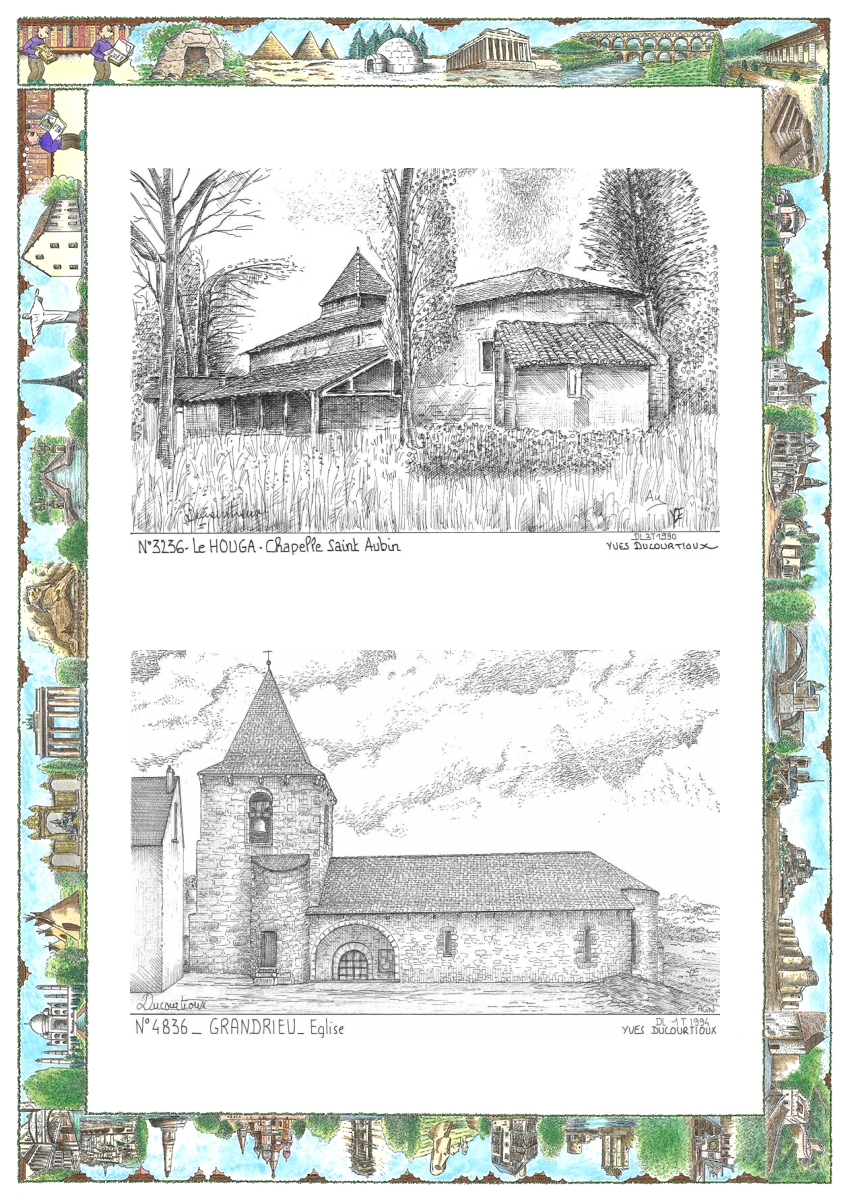 MONOCARTE N 32036-48036 - LE HOUGA - chapelle st aubin / GRANDRIEU - �glise