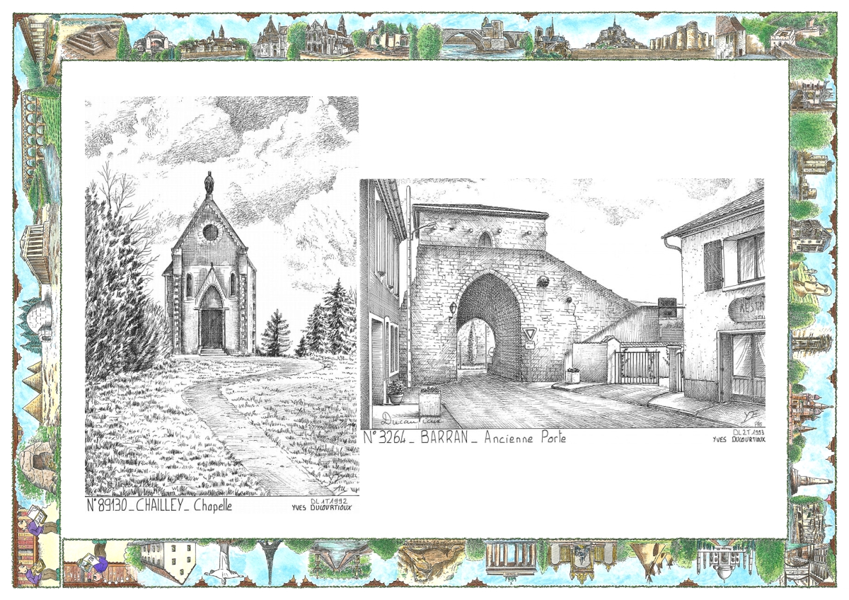 MONOCARTE N 32064-89130 - BARRAN - ancienne porte / CHAILLEY - chapelle