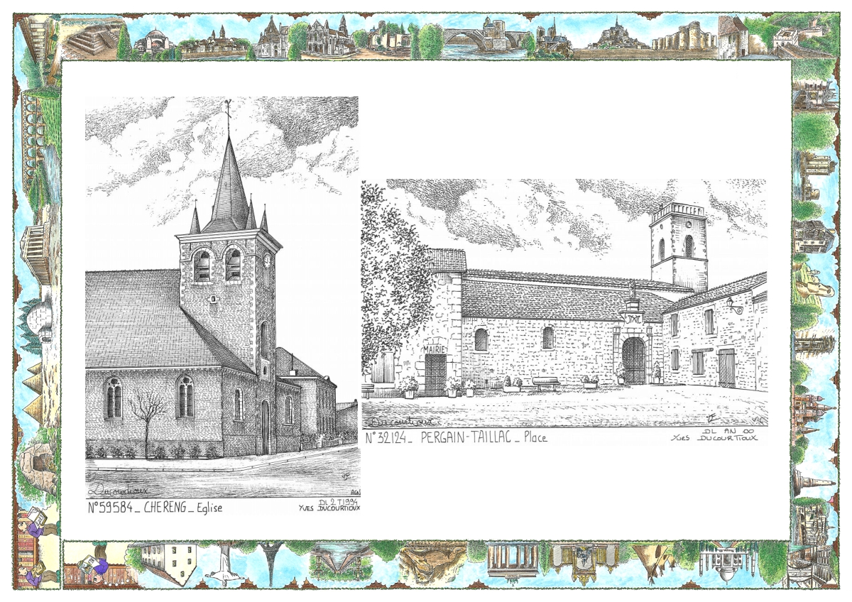 MONOCARTE N 32124-59584 - PERGAIN TAILLAC - place / CHERENG - �glise
