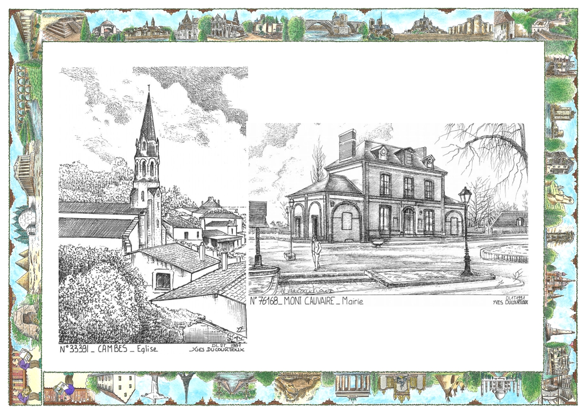 MONOCARTE N 33391-76168 - CAMBES - �glise / MONT CAUVAIRE - mairie