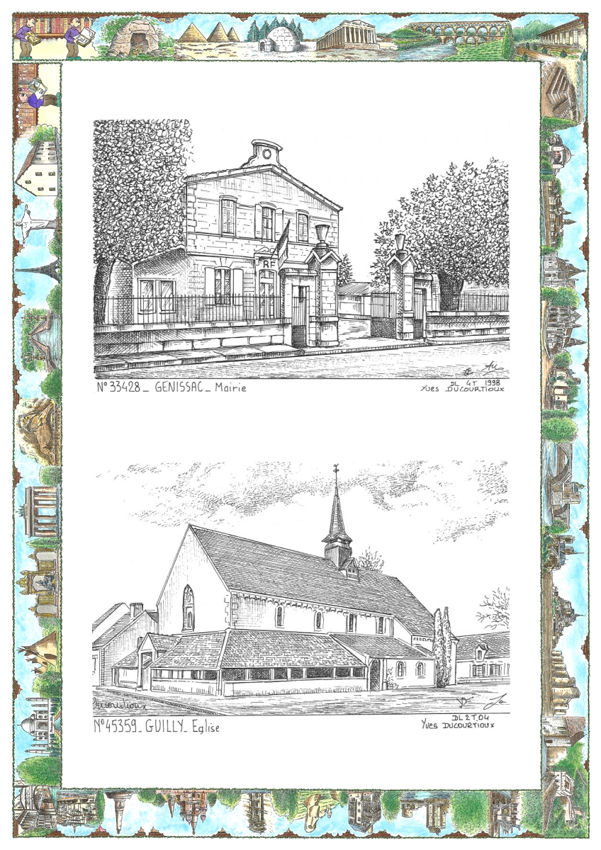 MONOCARTE N 33428-45359 - GENISSAC - mairie / GUILLY - �glise
