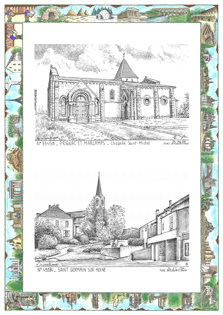 MONOCARTE N 33458-49284 - PRIGNAC ET MARCAMPS - chapelle st michel / ST GERMAIN SUR MOINE - vue
