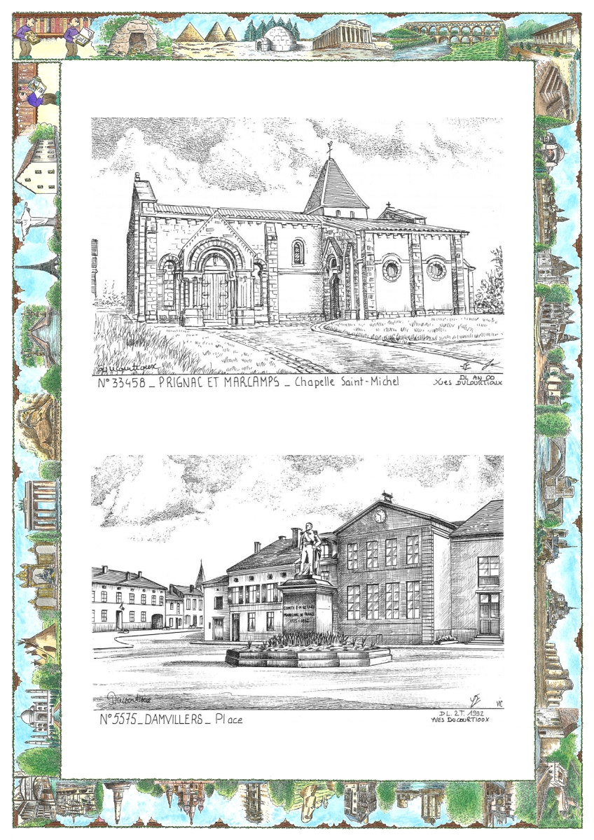 MONOCARTE N 33458-55075 - PRIGNAC ET MARCAMPS - chapelle st michel / DAMVILLERS - place