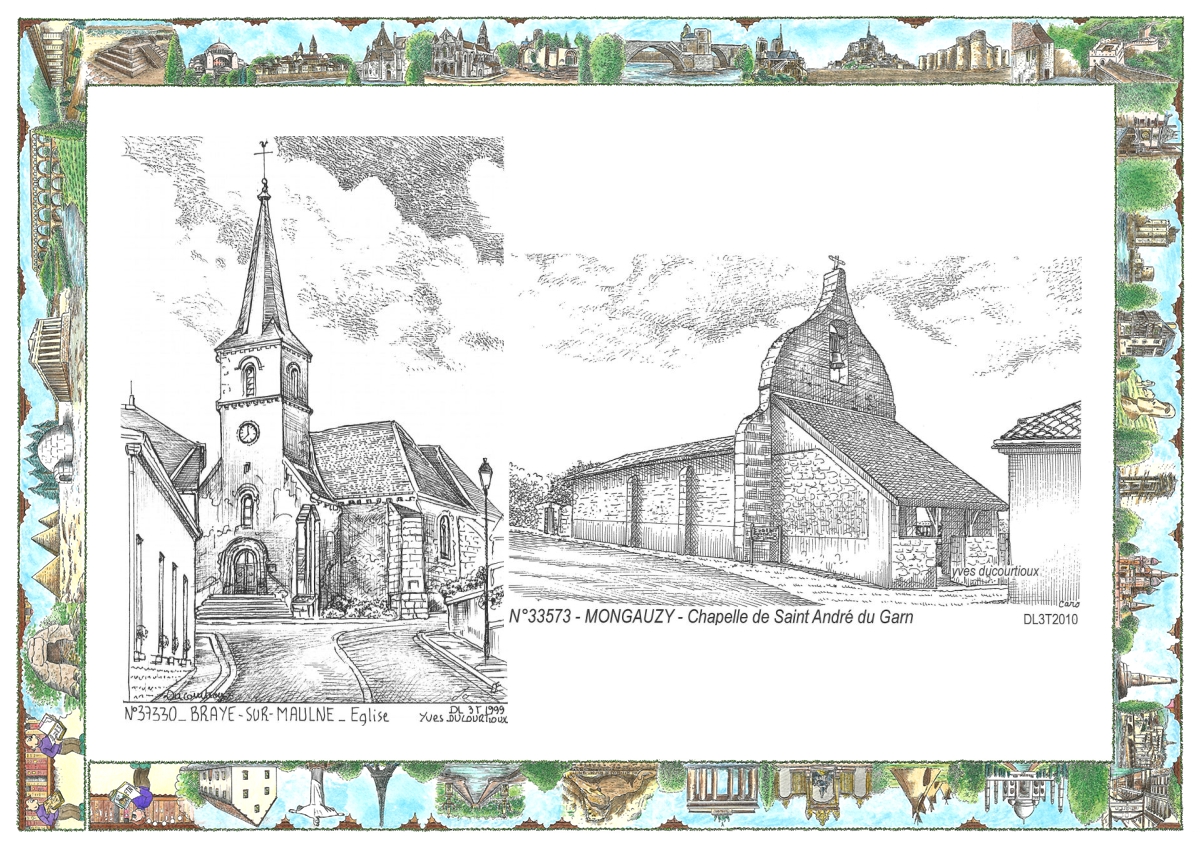 MONOCARTE N 33573-37330 - MONGAUZY - chapelle de st andr� du garn / BRAYE SUR MAULNE - �glise