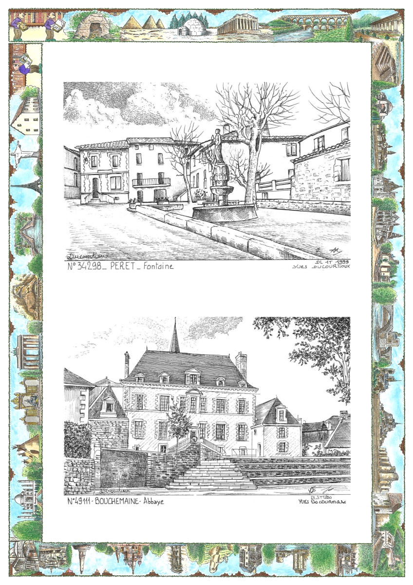 MONOCARTE N 34298-49111 - PERET - fontaine / BOUCHEMAINE - abbaye