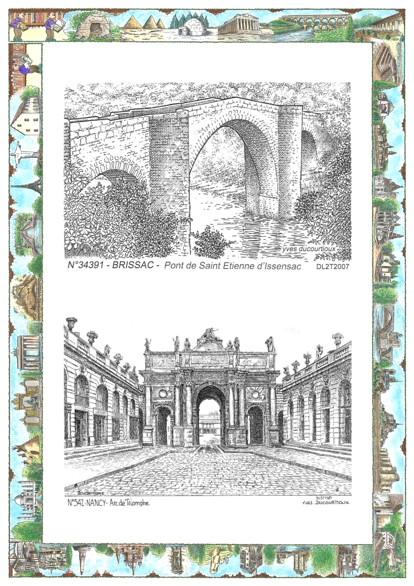 MONOCARTE N 34391-54002 - BRISSAC - pont de st �tienne d issensac / NANCY - arc de triomphe