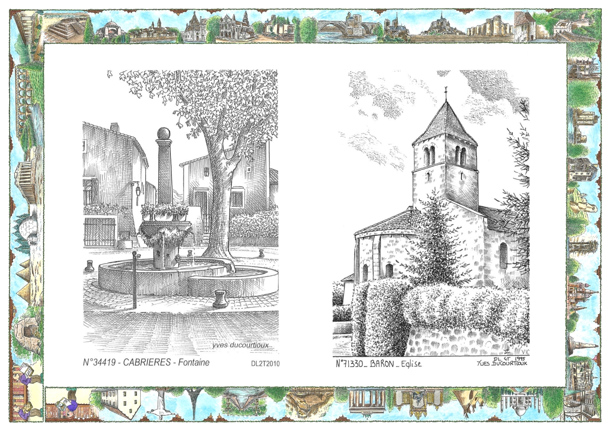 MONOCARTE N 34419-71330 - CABRIERES - fontaine / BARON - �glise