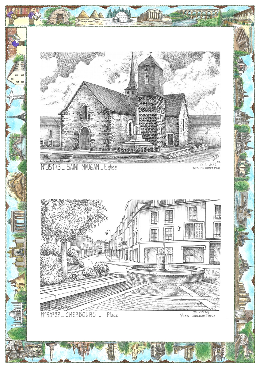 MONOCARTE N 35173-50327 - ST MAUGAN - �glise / CHERBOURG - place