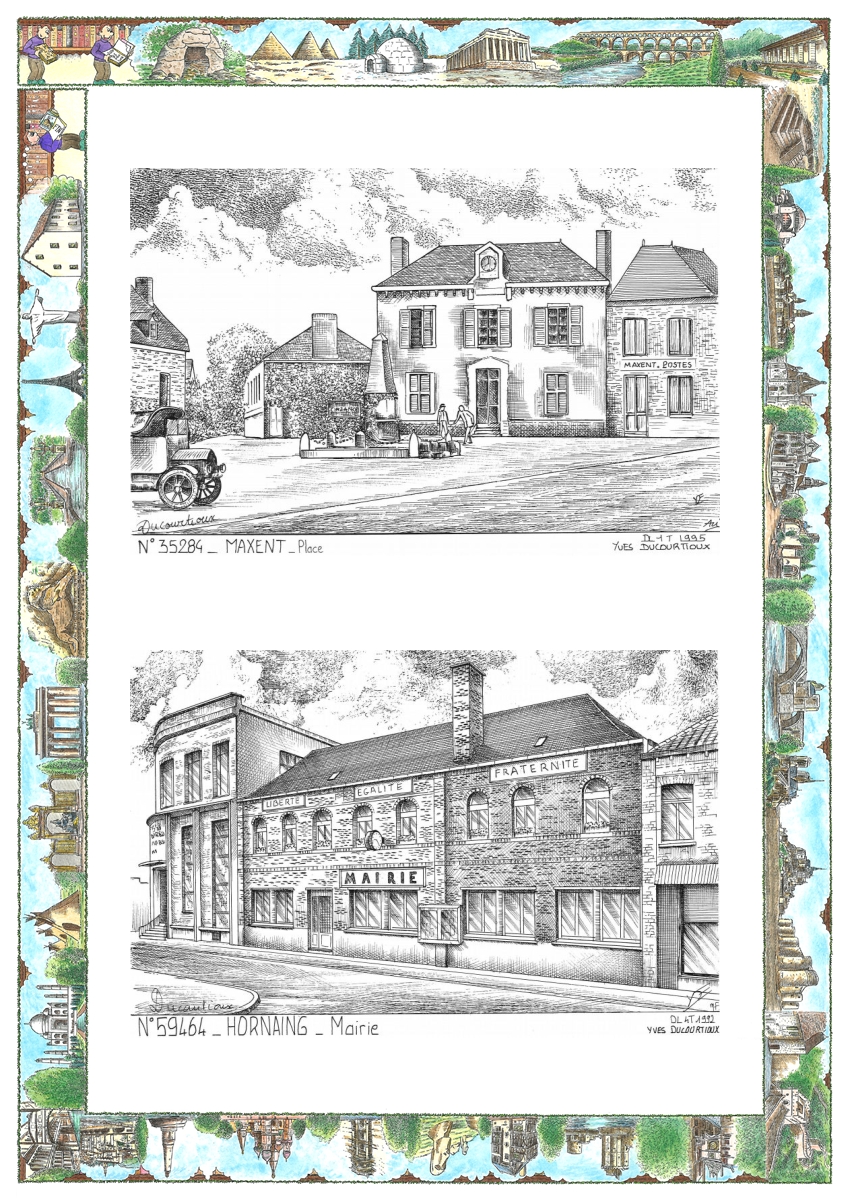 MONOCARTE N 35284-59464 - MAXENT - place / HORNAING - mairie
