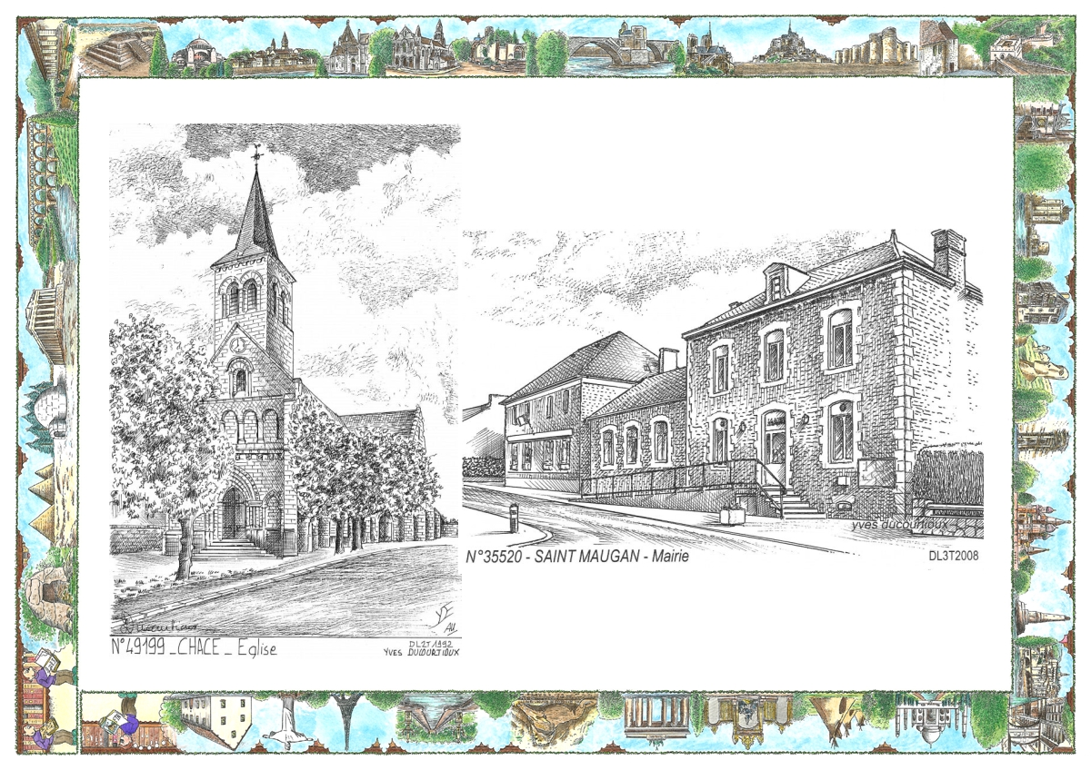 MONOCARTE N 35520-49199 - ST MAUGAN - mairie / CHACE - �glise