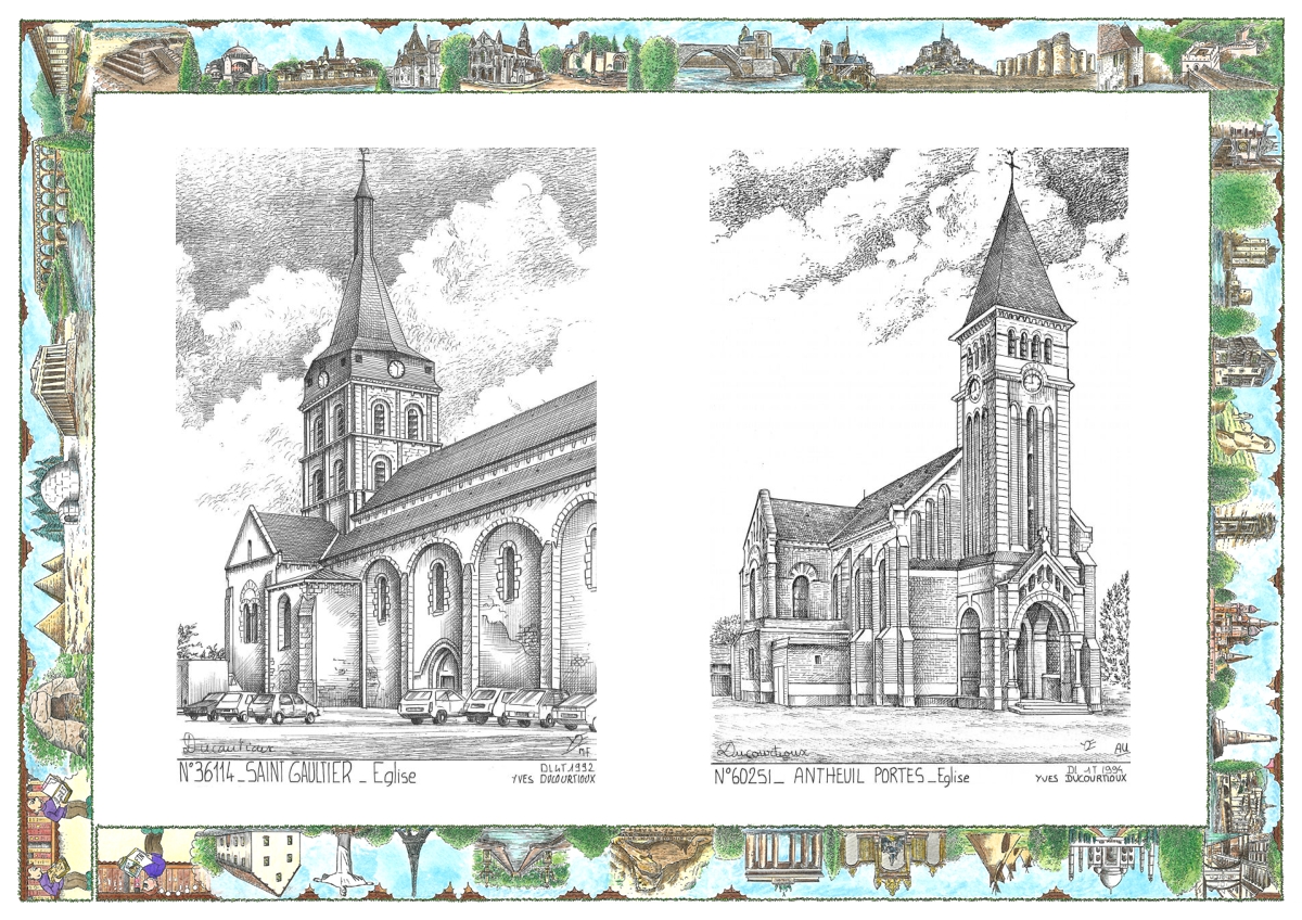 MONOCARTE N 36114-60251 - ST GAULTIER - �glise / ANTHEUIL PORTES - �glise