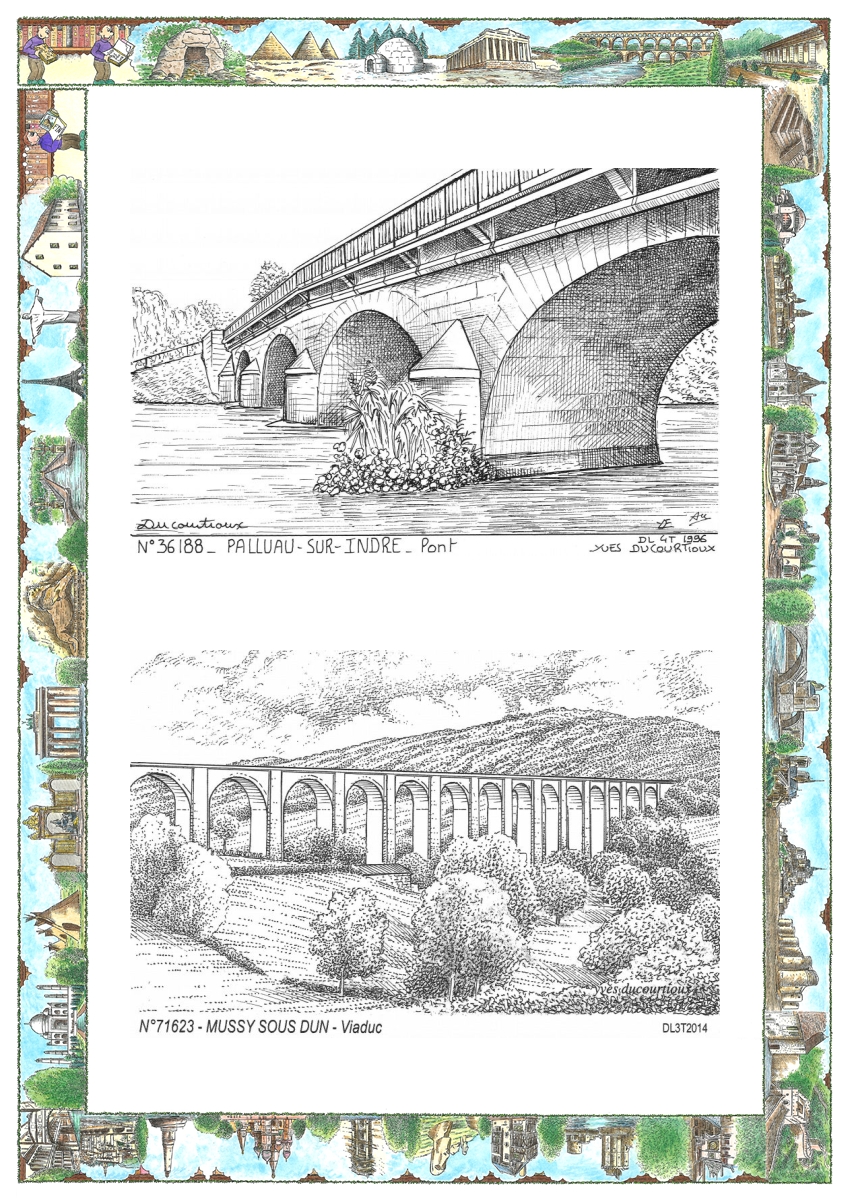 MONOCARTE N 36188-71623 - PALLUAU SUR INDRE - pont / MUSSY SOUS DUN - viaduc