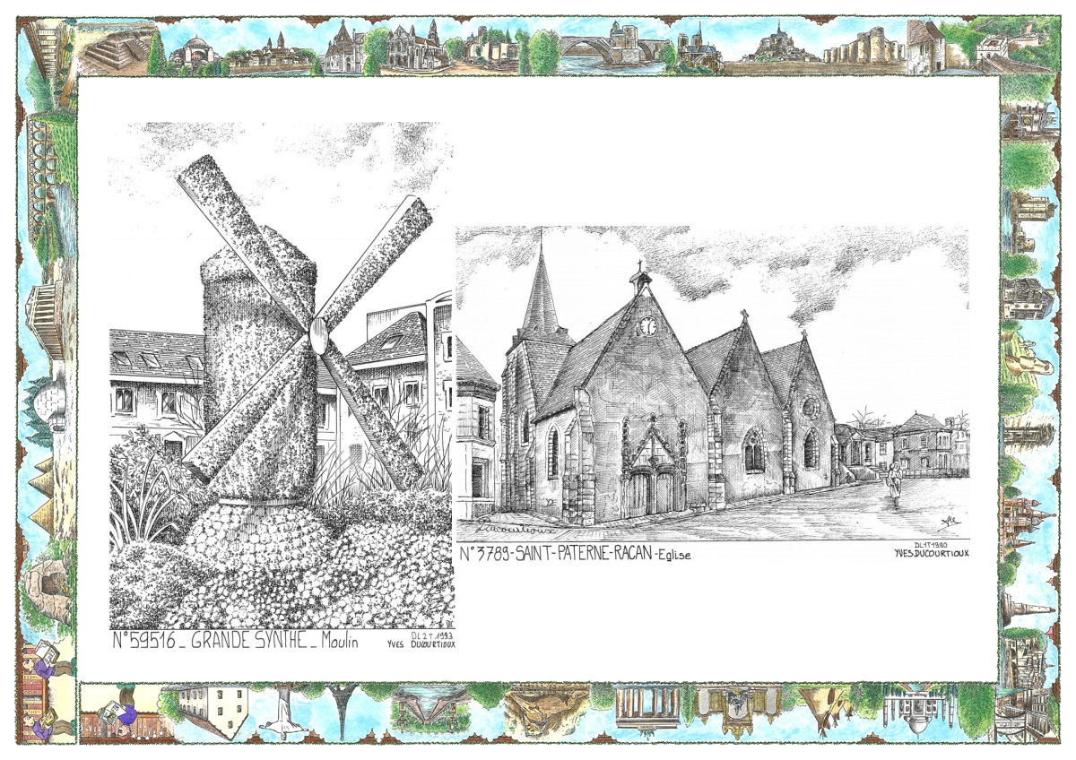 MONOCARTE N 37089-59516 - ST PATERNE RACAN - �glise / GRANDE SYNTHE - moulin