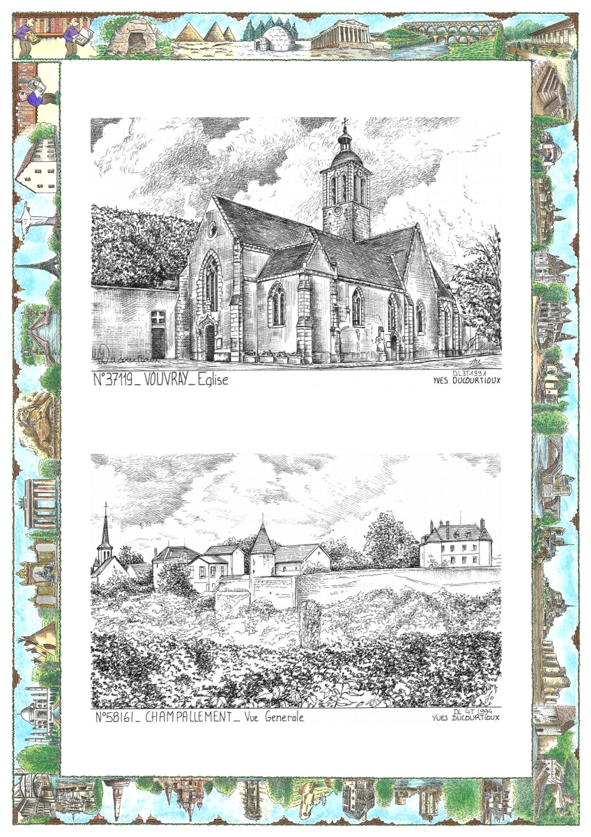 MONOCARTE N 37119-58161 - VOUVRAY - �glise / CHAMPALLEMENT - vue g�n�rale