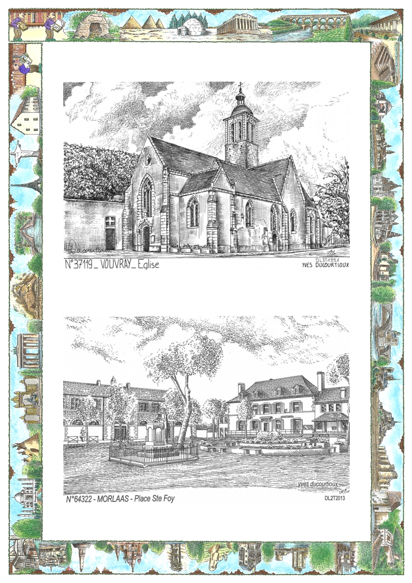 MONOCARTE N 37119-64322 - VOUVRAY - �glise / MORLAAS - place ste foy
