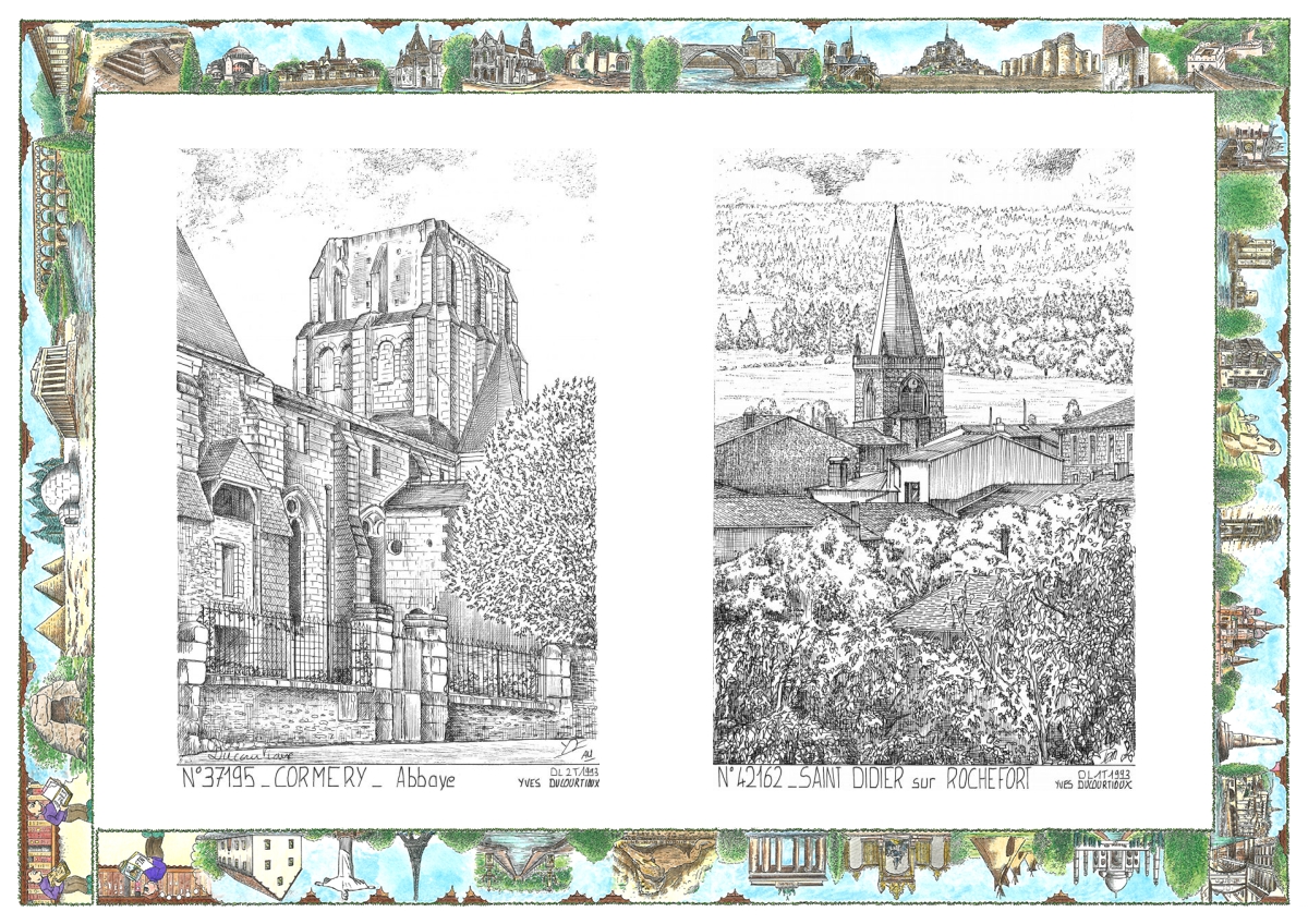 MONOCARTE N 37195-42162 - CORMERY - abbaye / ST DIDIER SUR ROCHEFORT - vue