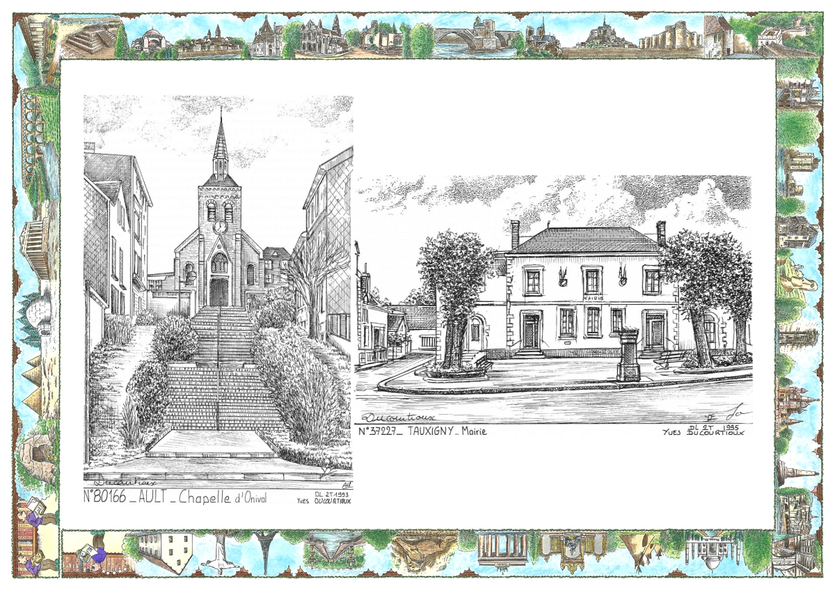 MONOCARTE N 37227-80166 - TAUXIGNY - mairie / AULT - chapelle d onival
