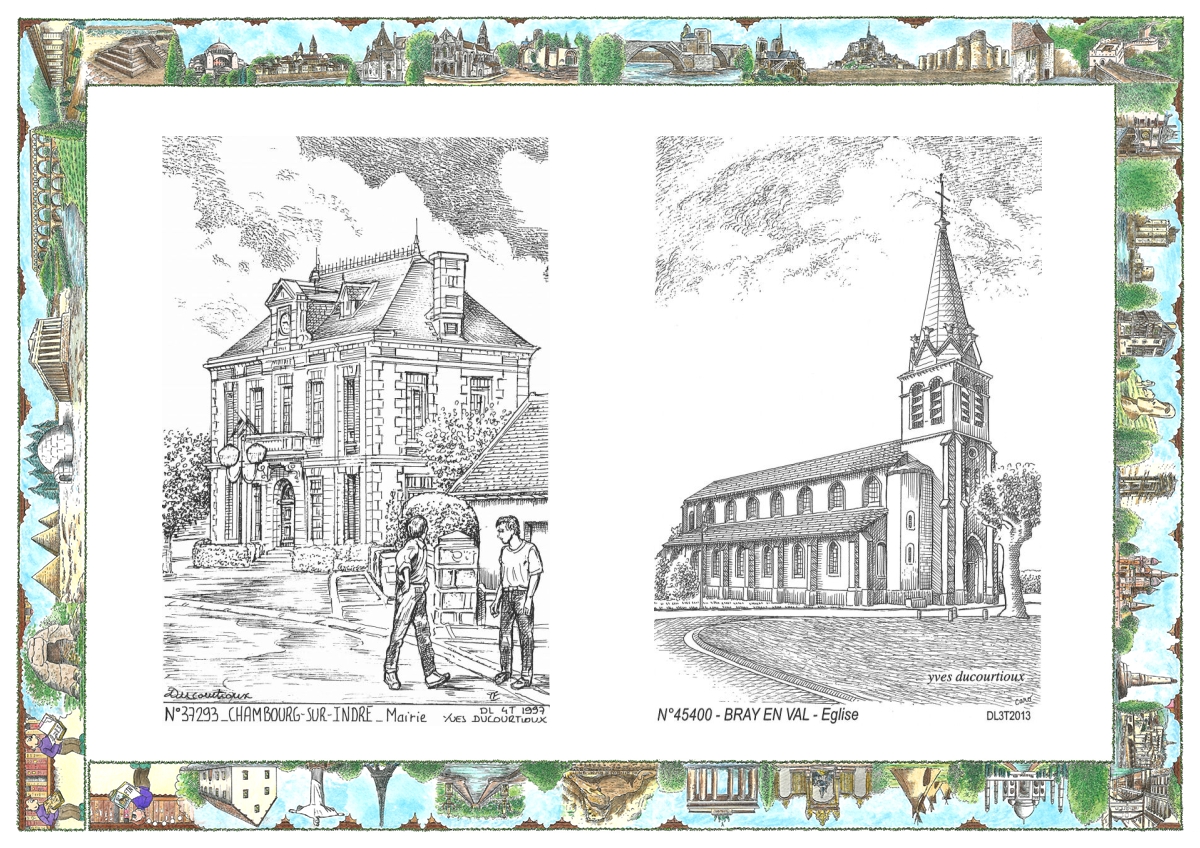 MONOCARTE N 37293-45400 - CHAMBOURG SUR INDRE - mairie / BRAY EN VAL - �glise