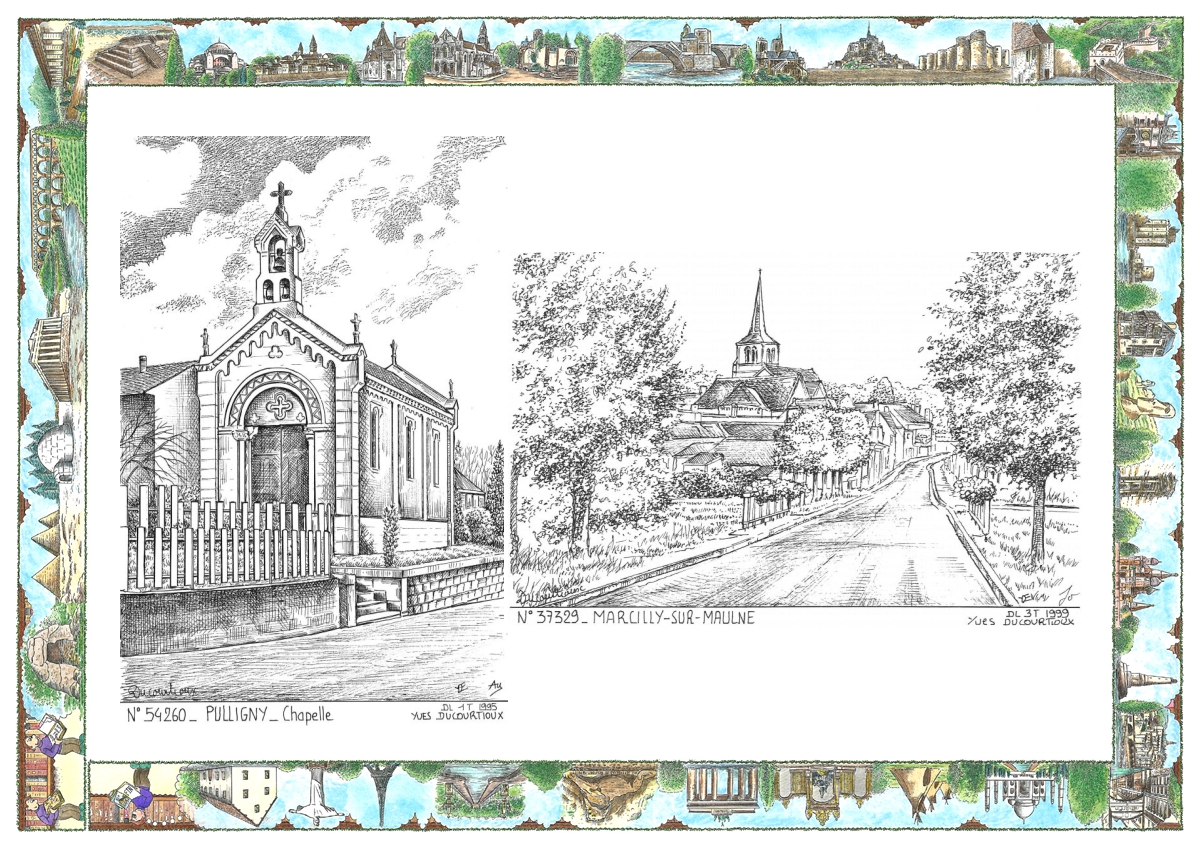 MONOCARTE N 37329-54260 - MARCILLY SUR MAULNE - vue / PULLIGNY - chapelle