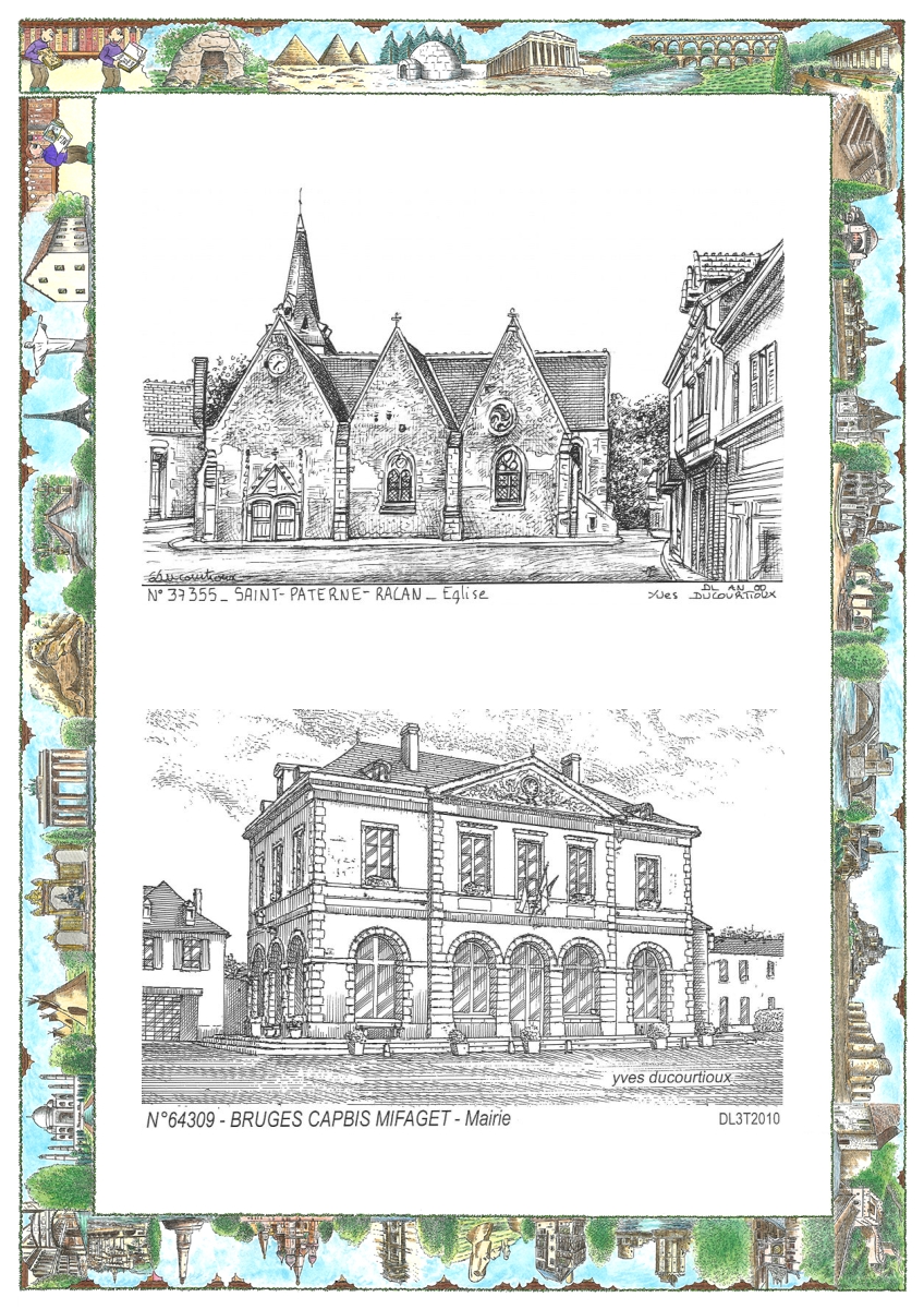 MONOCARTE N 37355-64309 - ST PATERNE RACAN - �glise / BRUGES CAPBIS MIFAGET - mairie