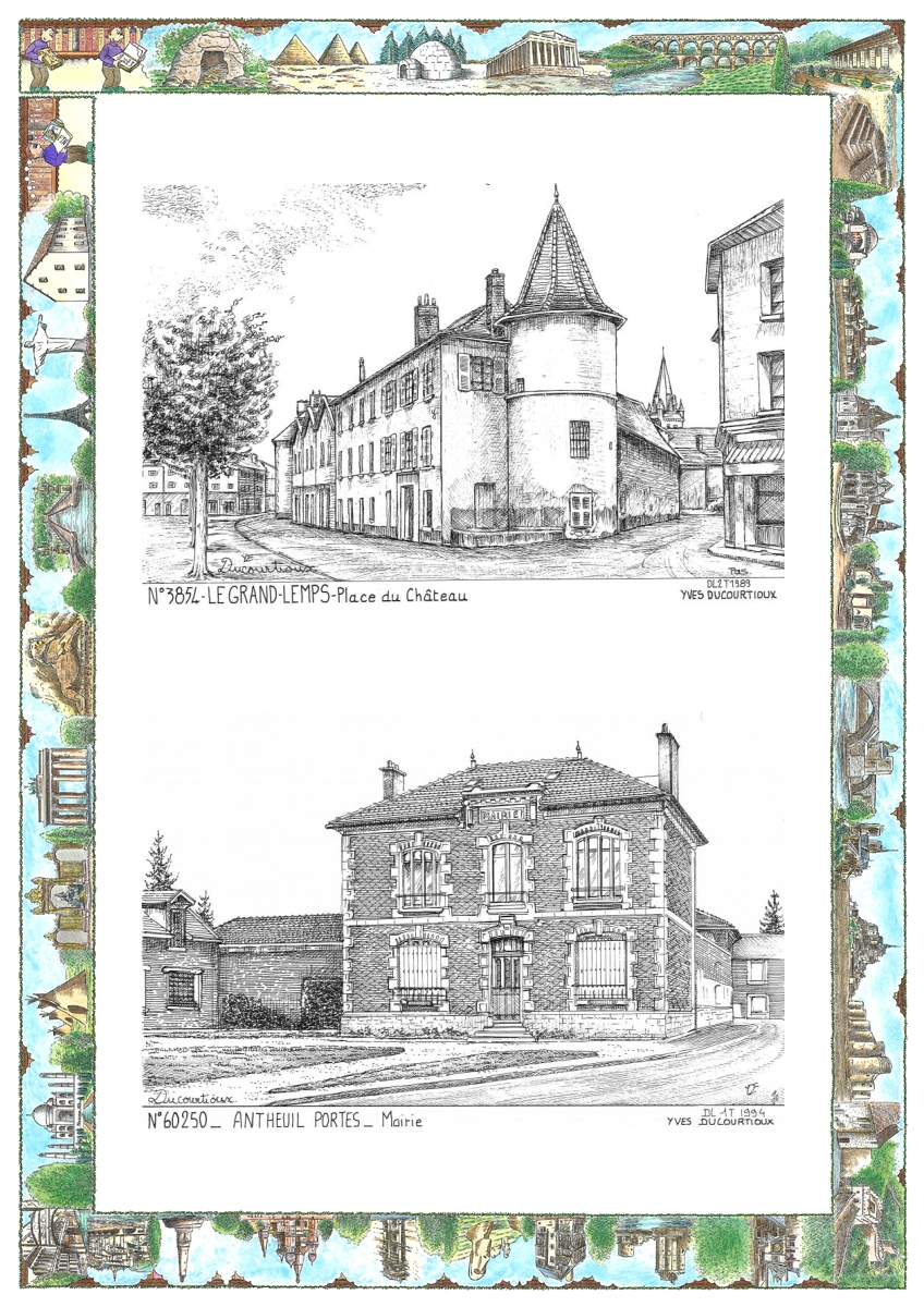 MONOCARTE N 38054-60250 - LE GRAND LEMPS - place du ch�teau / ANTHEUIL PORTES - mairie