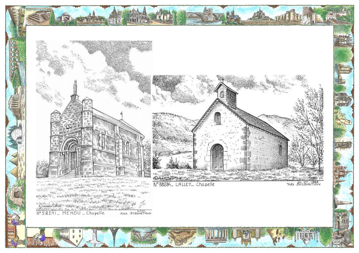 MONOCARTE N 38284-58291 - LALLEY - chapelle / MENOU - chapelle