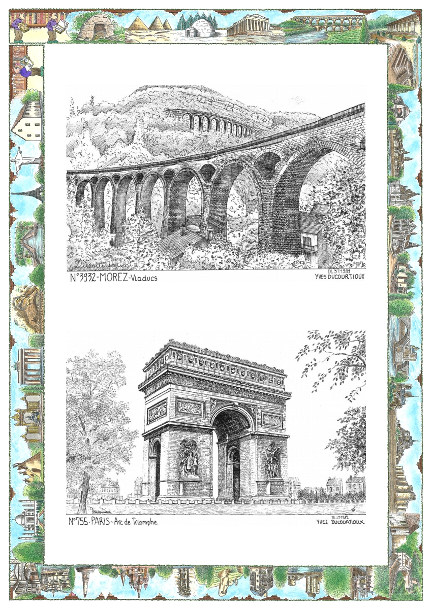 MONOCARTE N 39032-75005 - MOREZ - viaducs / PARIS - arc de triomphe