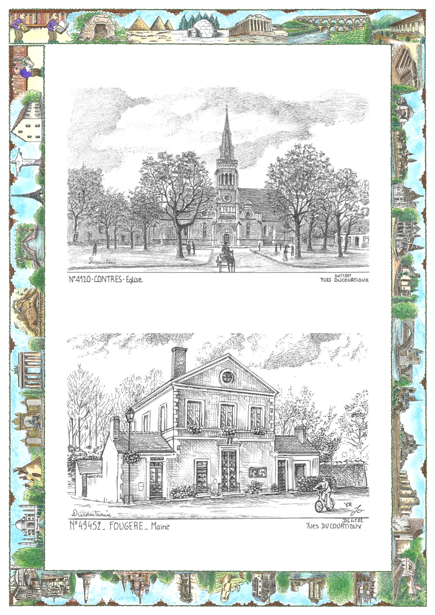 MONOCARTE N 41020-49452 - CONTRES - �glise / FOUGERE - mairie