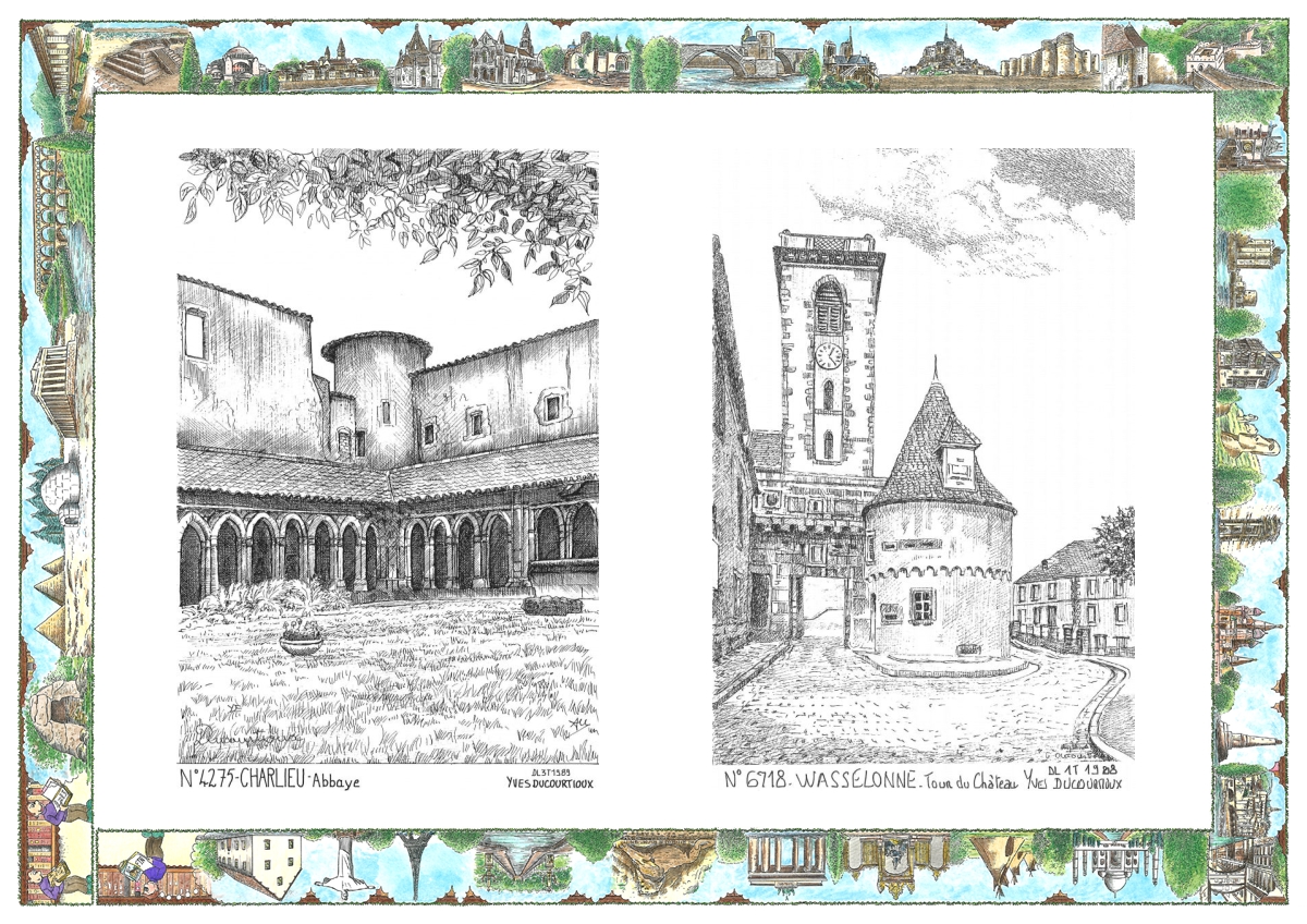 MONOCARTE N 42075-67018 - CHARLIEU - abbaye / WASSELONNE - tour du ch�teau