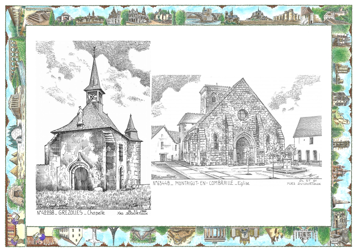 MONOCARTE N 42298-63448 - GREZOLLES - chapelle / MONTAIGUT EN COMBRAILLE - �glise