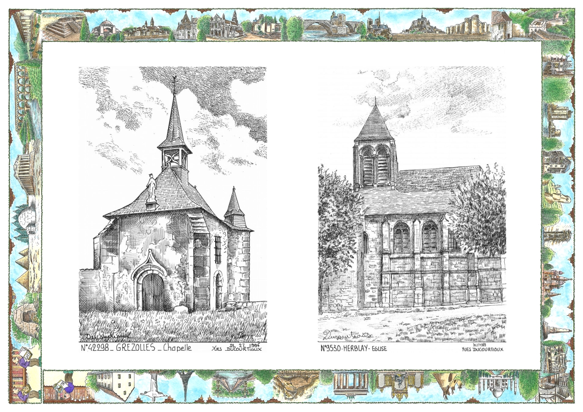 MONOCARTE N 42298-95030 - GREZOLLES - chapelle / HERBLAY - �glise