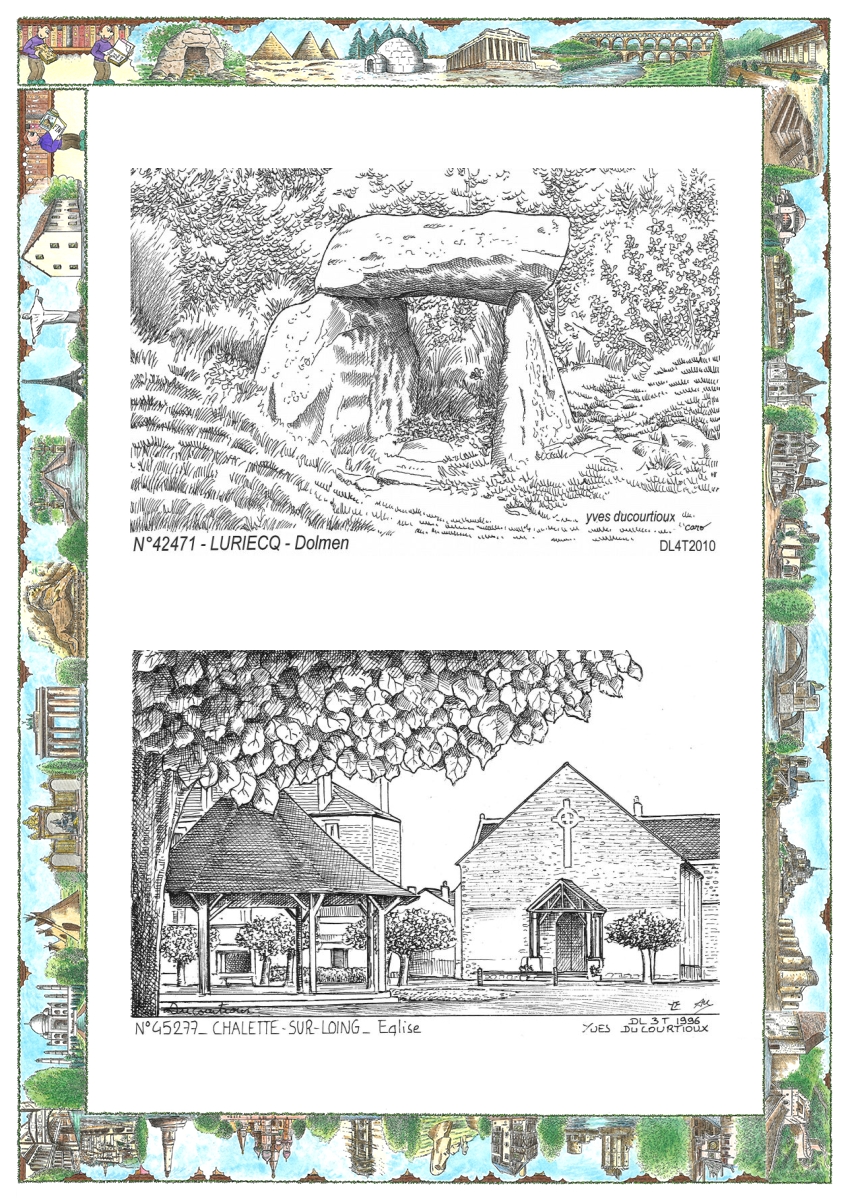 MONOCARTE N 42471-45277 - LURIECQ - dolmen / CHALETTE SUR LOING - �glise