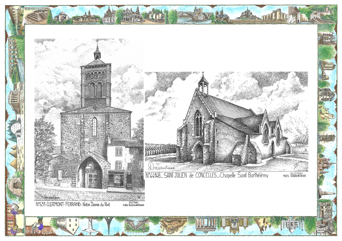 MONOCARTE N 44148-63001 - ST JULIEN DE CONCELLES - chapelle st barth�l�my / CLERMONT FERRAND - notre dame du port