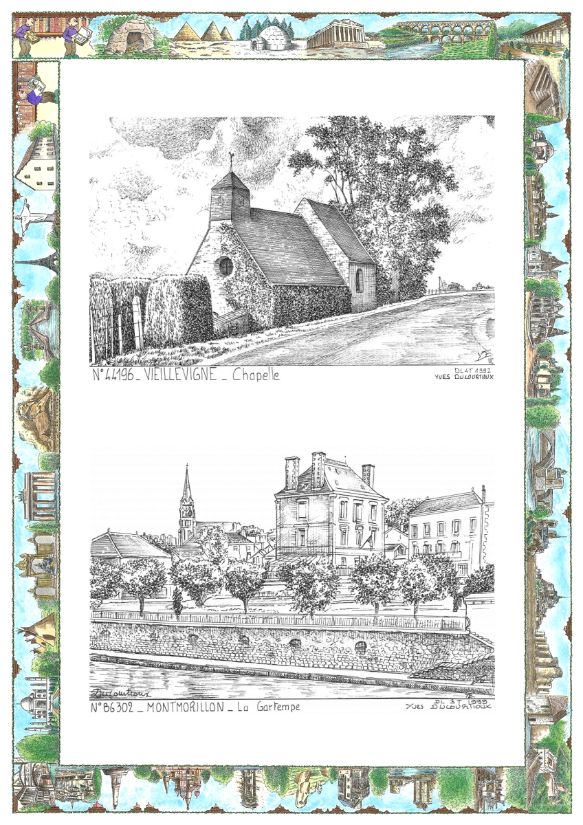 MONOCARTE N 44196-86302 - VIEILLEVIGNE - chapelle / MONTMORILLON - la gartempe