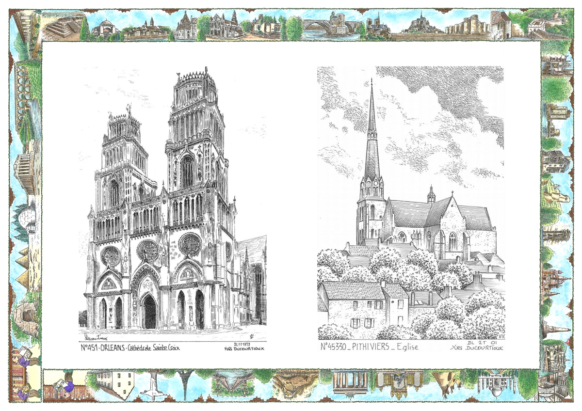 MONOCARTE N 45001-45330 - ORLEANS - cath�drale ste croix / PITHIVIERS - �glise